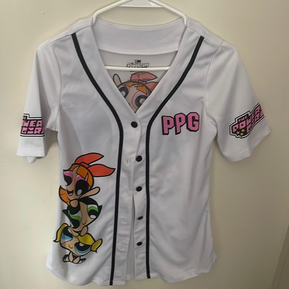Power puff girls jersey/button up women’s small